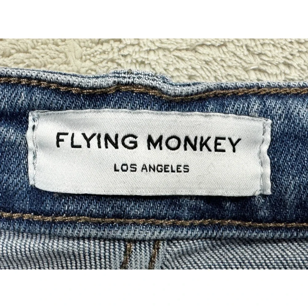 Flying Monkey Womens Mid-Rise Cropped Straight Blue Jeans 24 Meas: 24x27